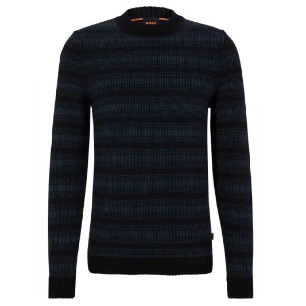 Hugo Boss Blauwe Gebreide Trui met Patroon Blue Heren