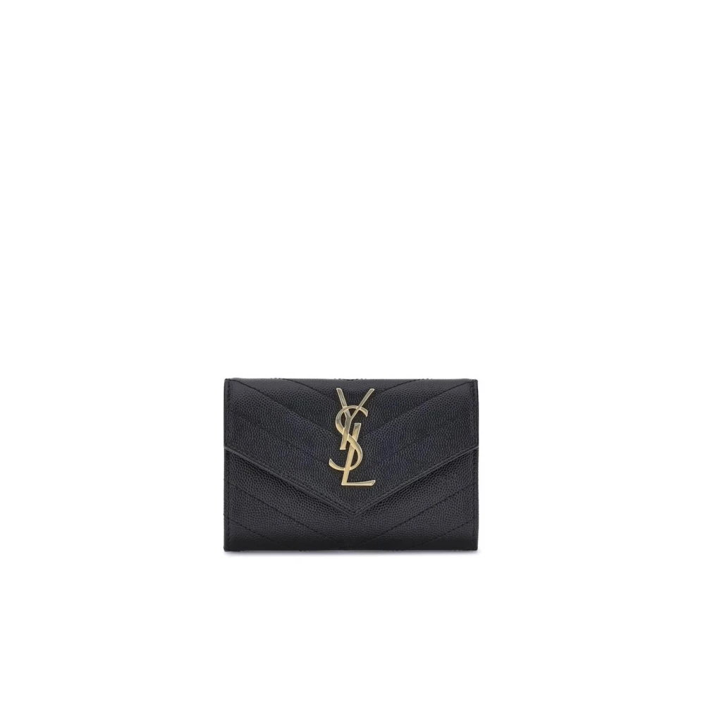 Saint Laurent Men's Black Luxury Bifold Leather Wallet With Multiple Card Slots