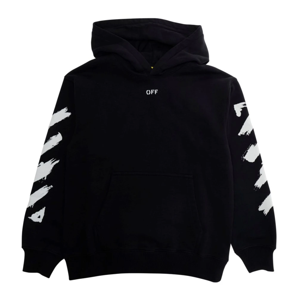 Off White Boys Black Brushstroke Hoodie - Kids Sweatshirts - 12 Y - Kids