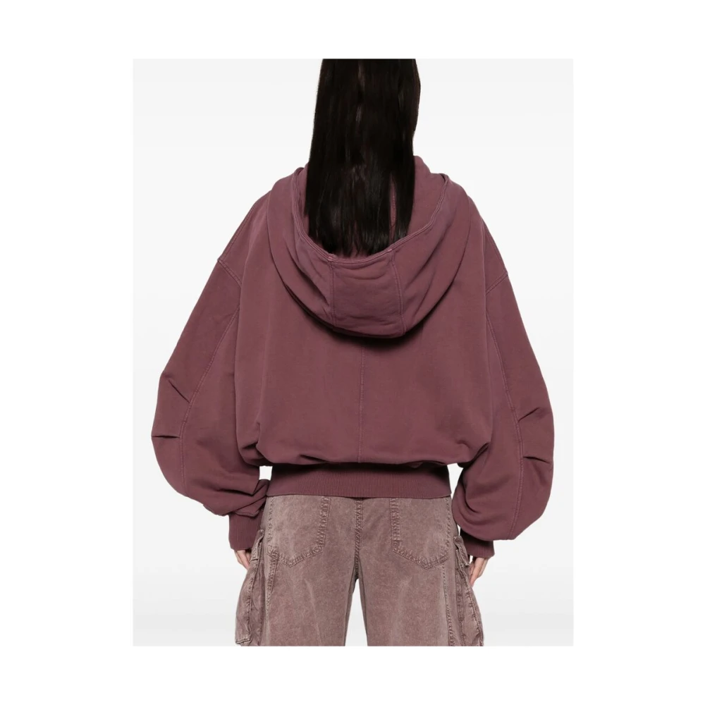 The Attico Mauve Front Zip Sweatshirt met Zakken Red Dames