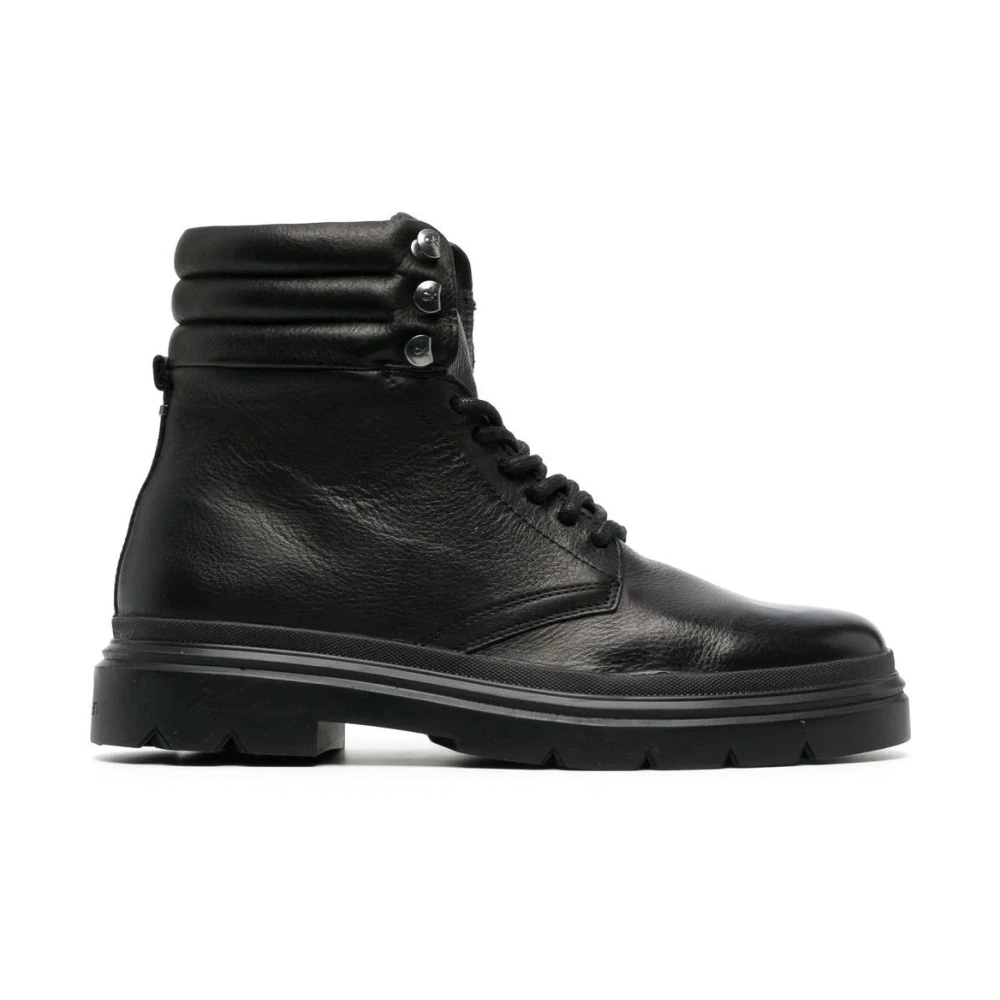 Calvin Klein Men's Black Leather Combat Ankle Boots