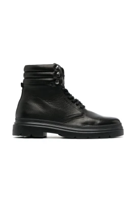 Svart Läder Combat Ankelboots