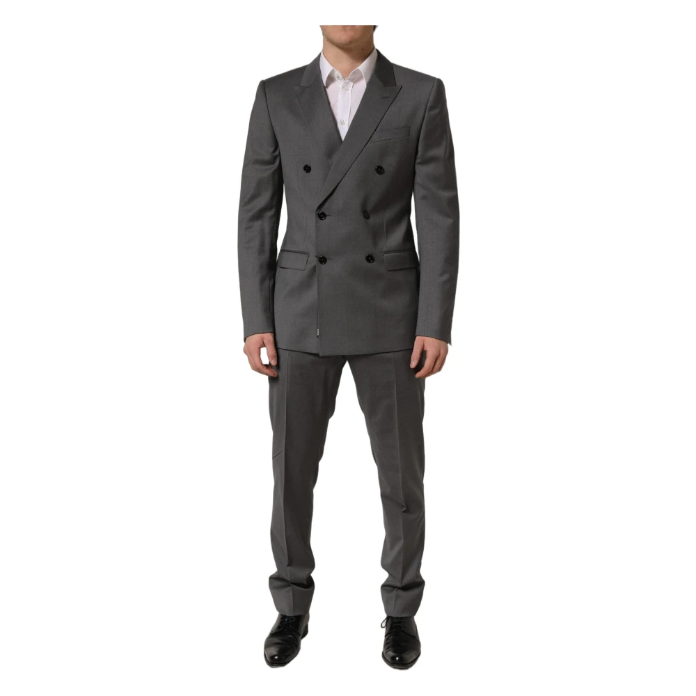Dolce & Gabbana Martini Slim Fit Formal 2-Piece Suit - Male - Double Breasted Suits - Gray - L - Suits