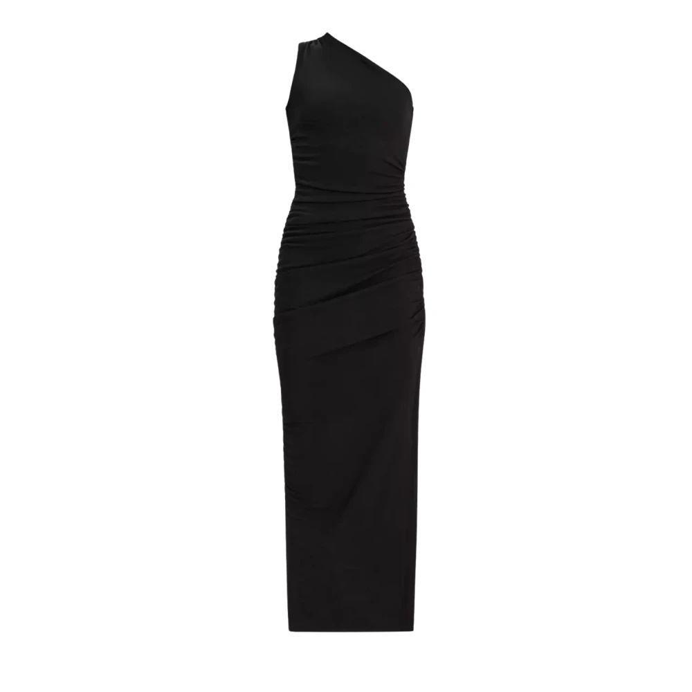 Herve Leger Zwarte Midi Jurk met Split Black Dames