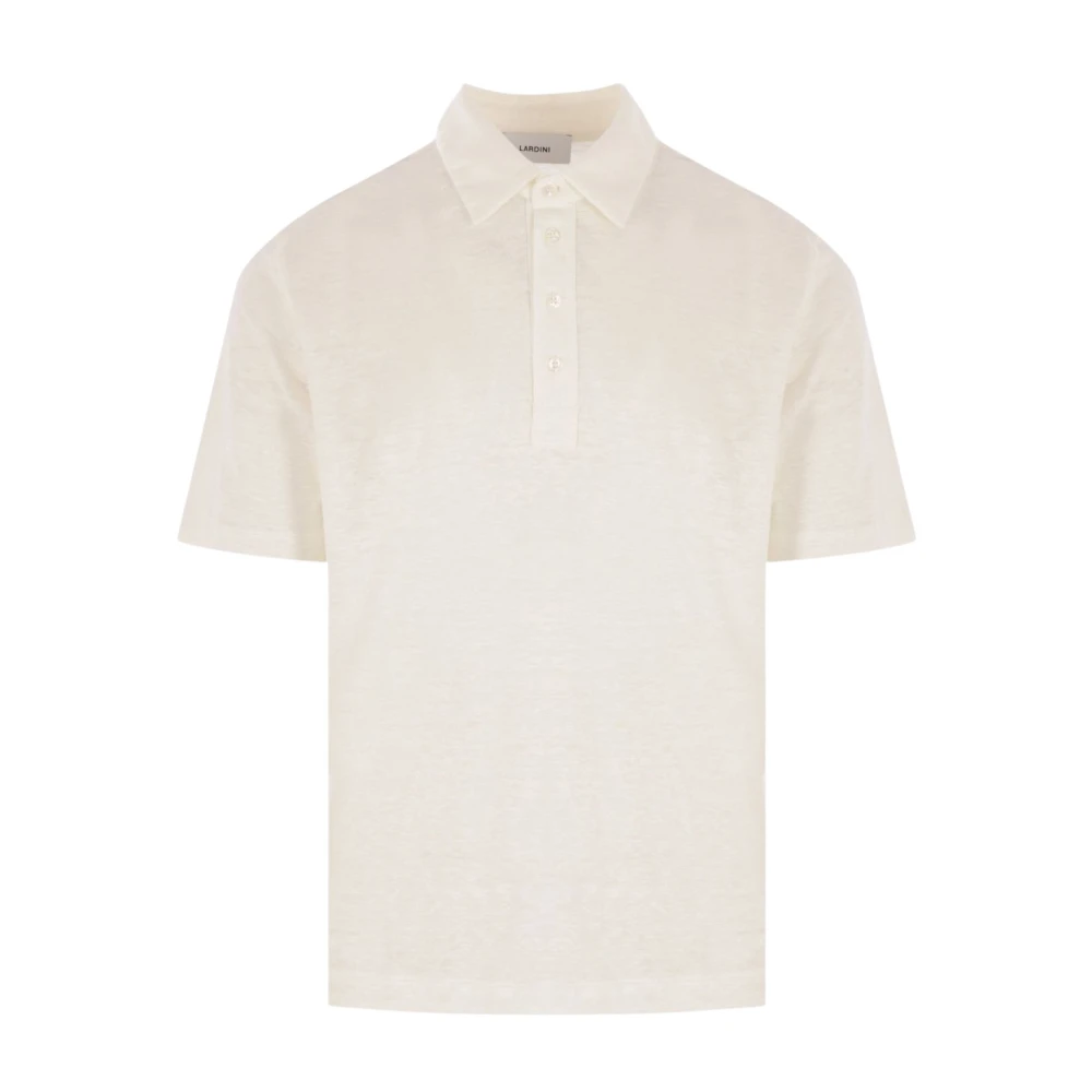 Lardini Vit Linne Polo Skjorta White, Herr