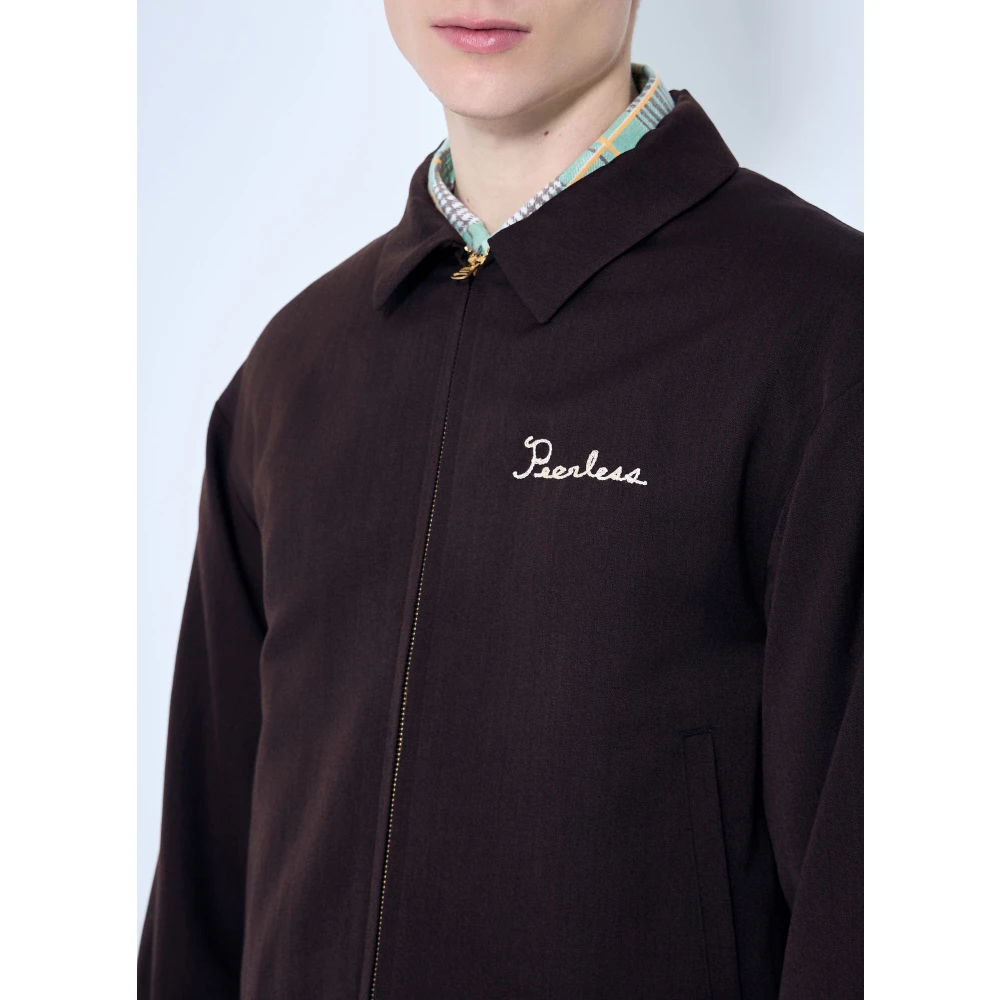 visvim Geborduurd wol-linnen jack Brown Heren
