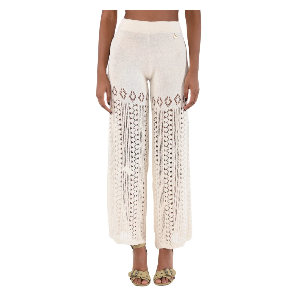 Akep Wideleg Gebreide Broek White Dames