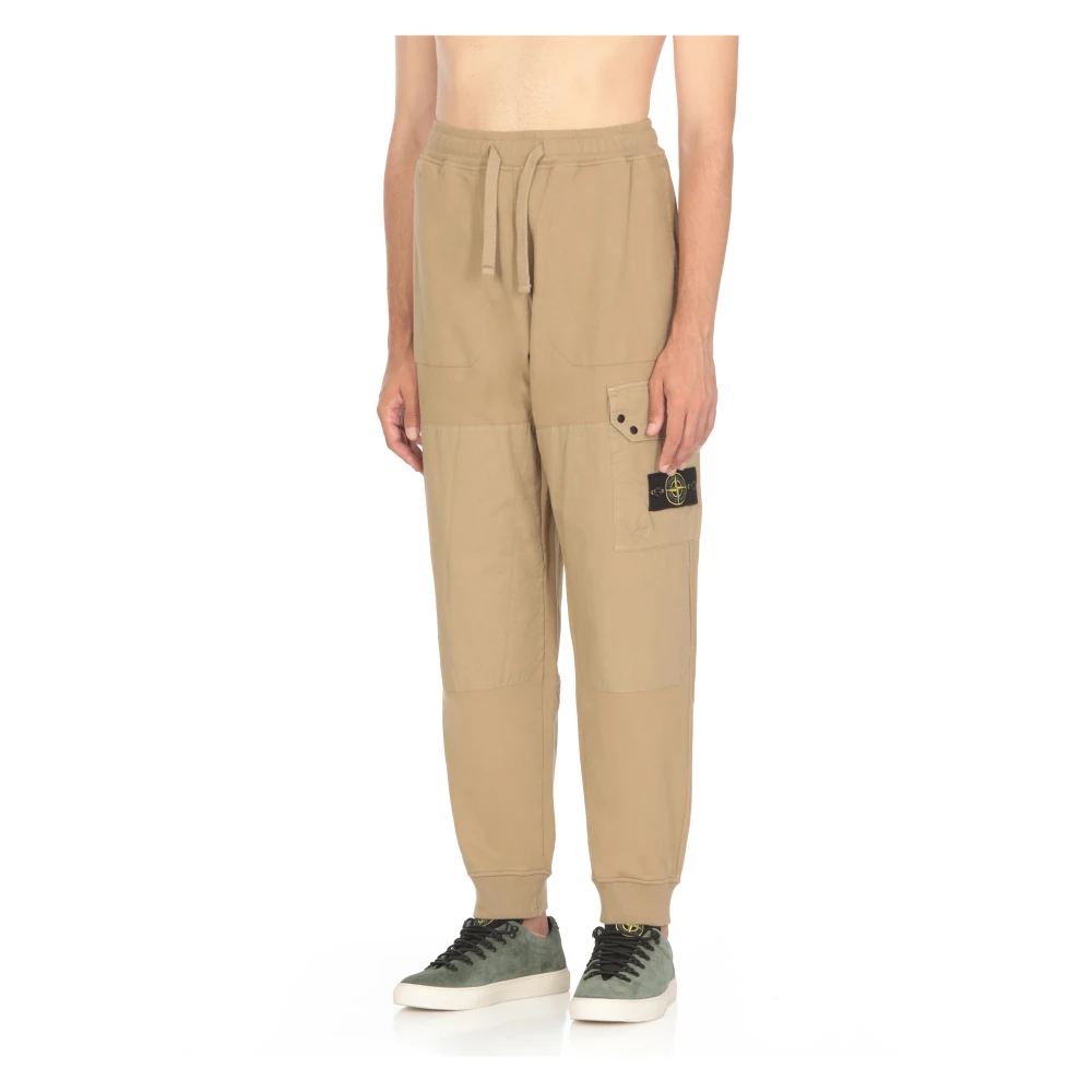 Stone Island Beige Cargo Broek Elastische Taille Beige Heren
