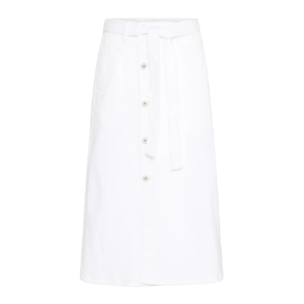 Ichi Women's White Denim Skirts, Xl, Midi Skirt With Belt