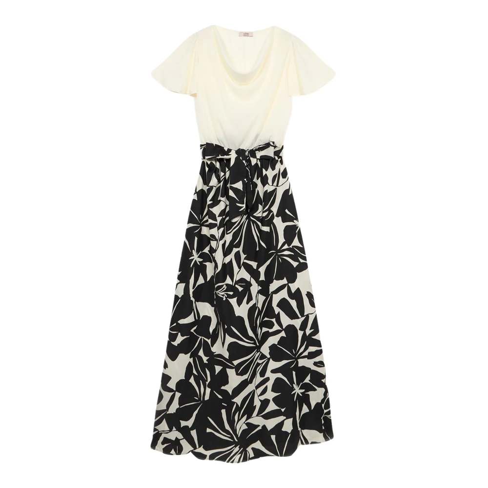 Oltre Lange Jurk met Bedrukte Rok Multicolor Dames