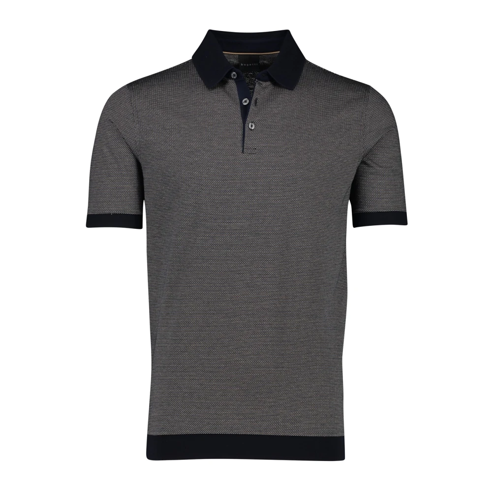 Bugatti Zwart Gestreept Poloshirt Korte Mouw Black Heren