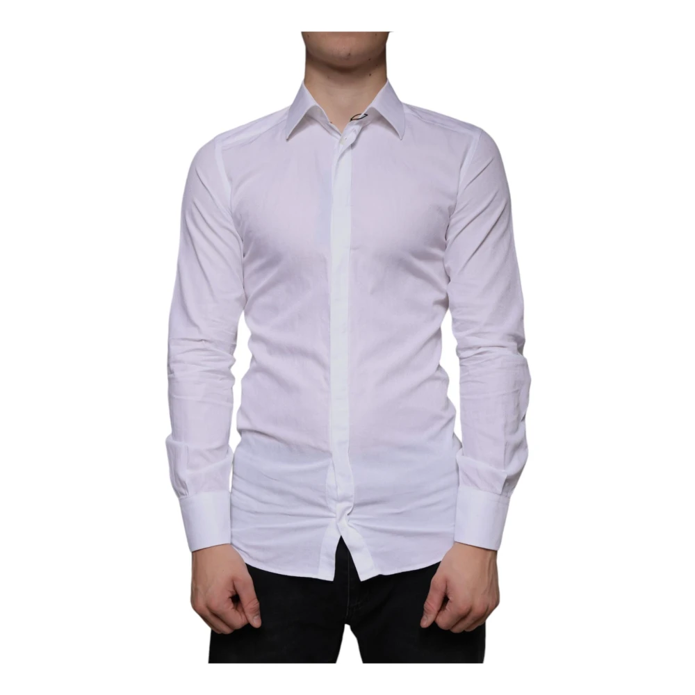Dolce & Gabbana Witte Katoenen Overhemd Slim Fit White Heren