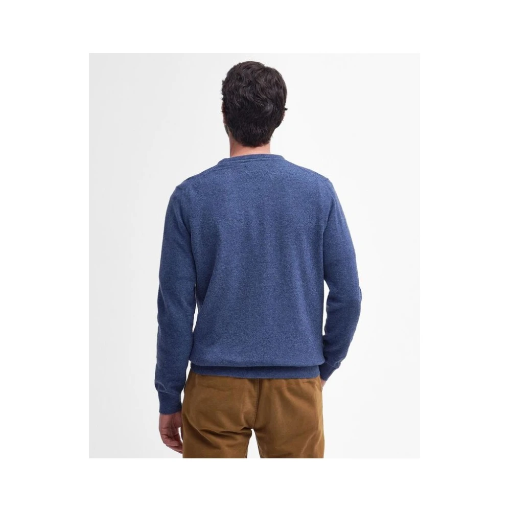 Barbour Zachte Lamswollen Trui met Ronde Hals Blue Heren