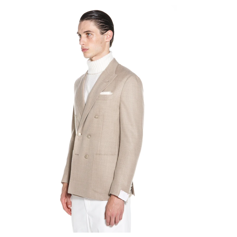 Eleventy Dubbelbreasted jas Fw23 Beige Heren