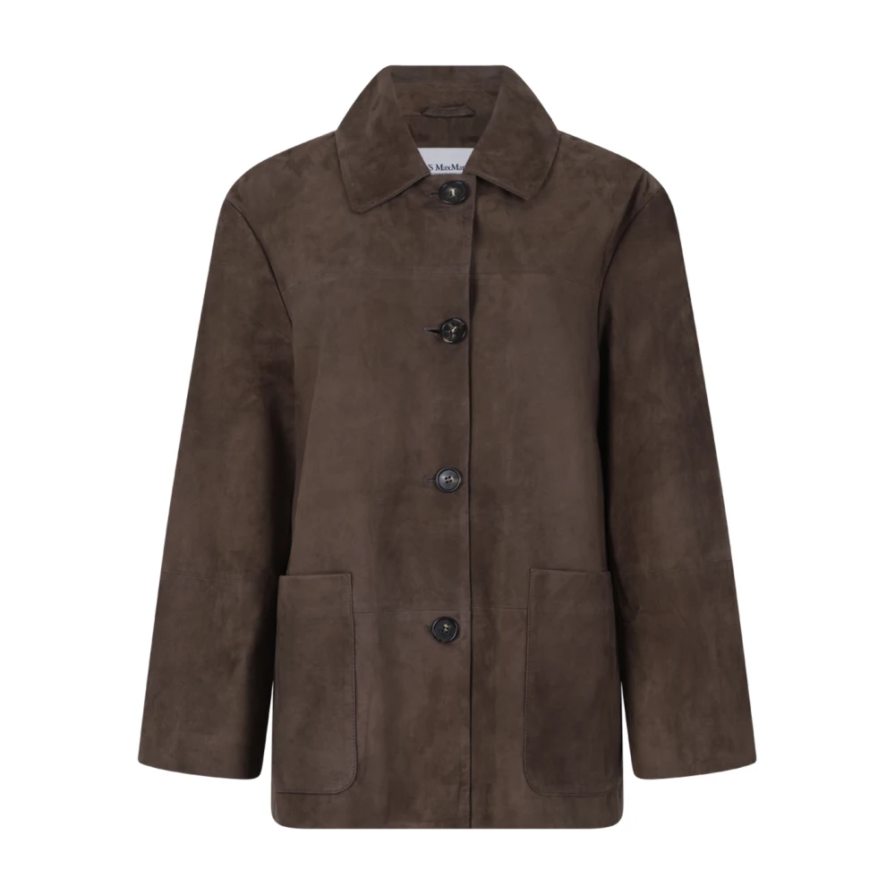 Max Mara Suede Jacket - Female - Leather Jackets - Brown - S - Jackets