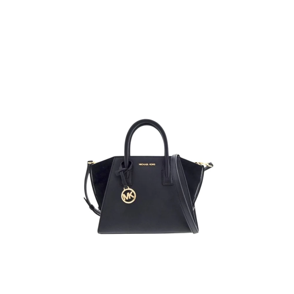 Michael Kors Avril Zwarte Leren Schoudertas Black Dames