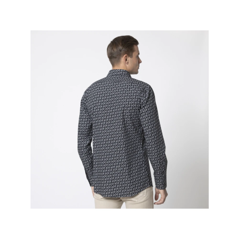 Karl Lagerfeld Zwarte shirt met handtekeningpatroon Black Heren