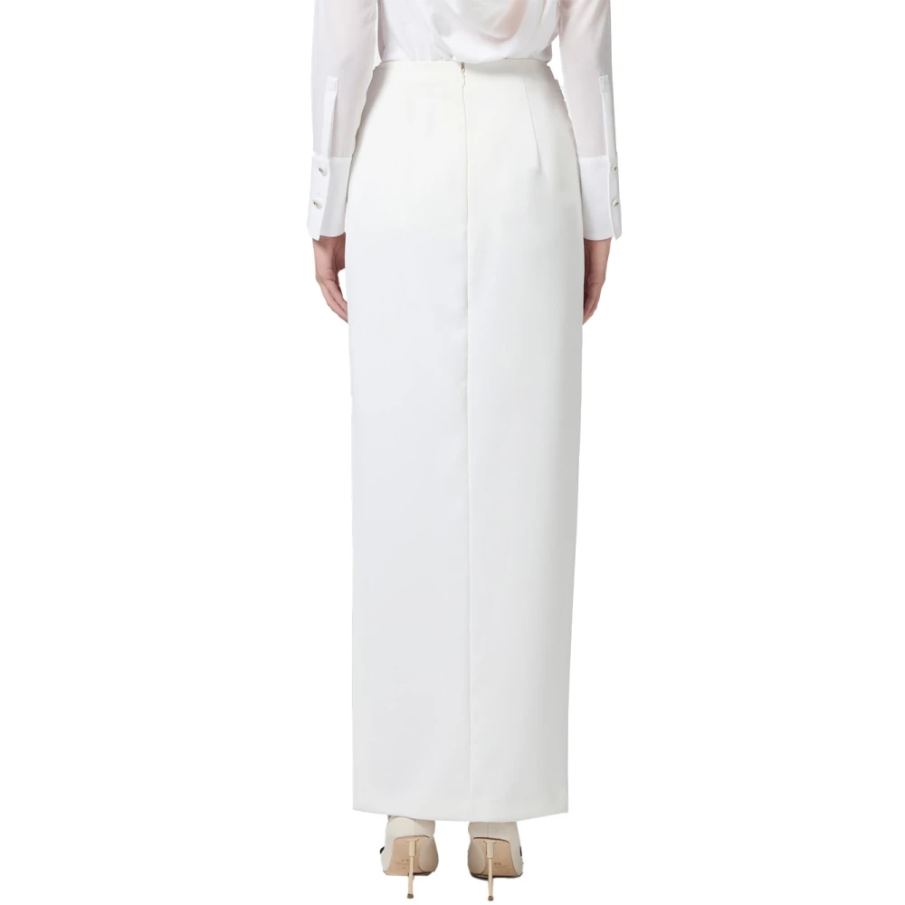 Elisabetta Franchi Lichtgewicht Crêpe Rok met Strikriem White Dames