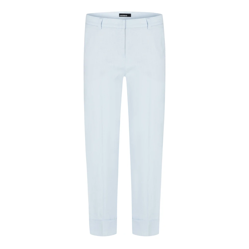 Cambio Women's Blue Krystal Linen Pant - Slim-Fit Trousers - L - Trousers