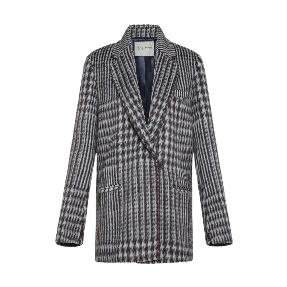 Forte Geruite Wol Alpaca Jas Gray Dames