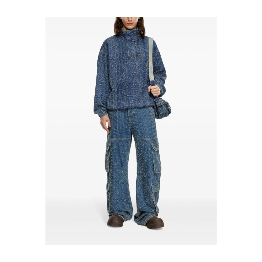 Diesel Bouclé Denim Pullover Jack Blue Heren