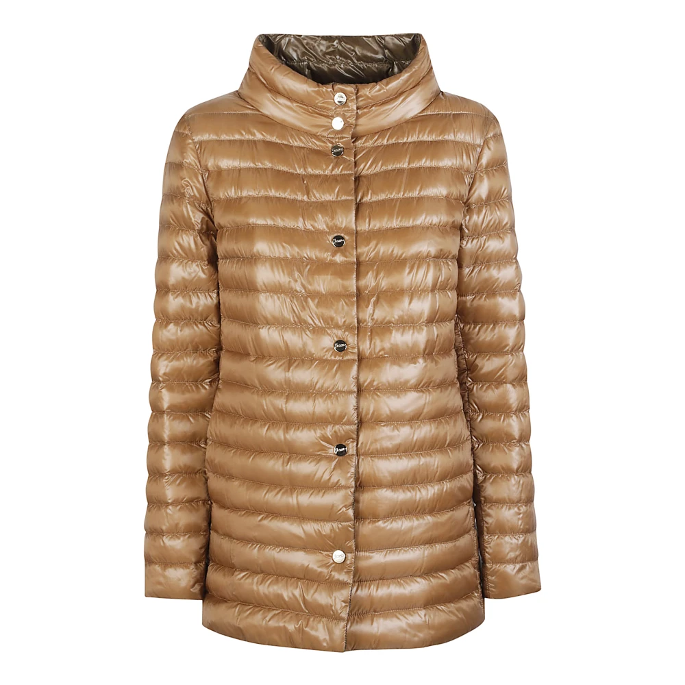 Herno Women's Brown Winter Jackets, M, A-Shape Reversible Down Jacket