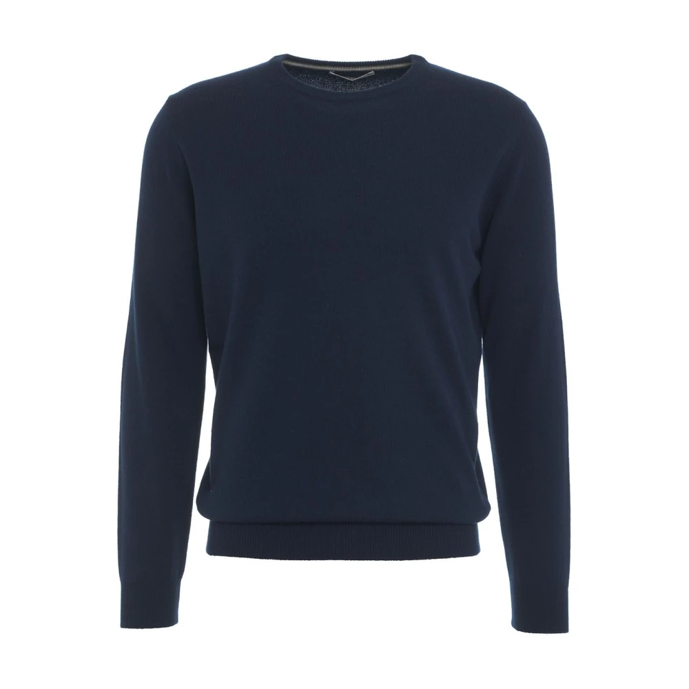 Kangra Blauwe Gebreide Trui Met Patch Aw24 Blue Heren