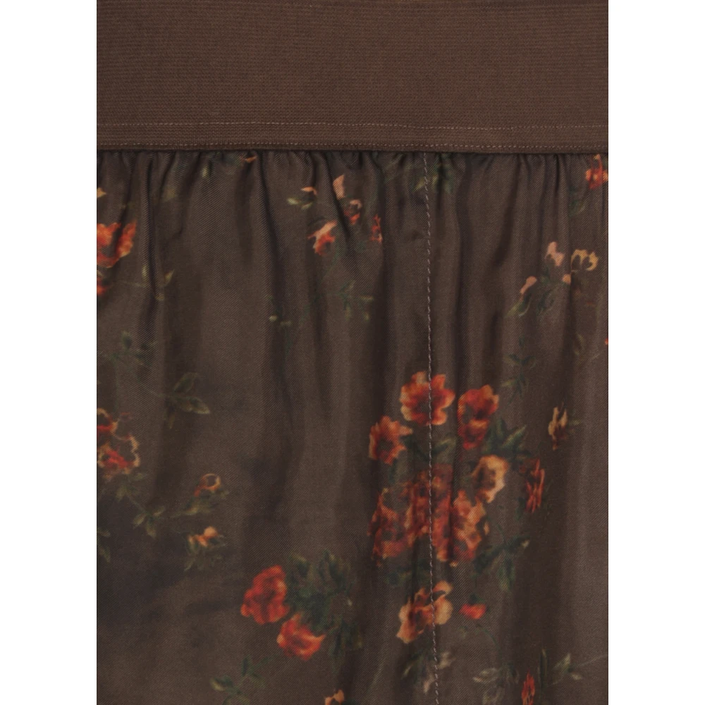 UMA Wang Bruine bloemenpatroon elastische taille broek Brown Dames