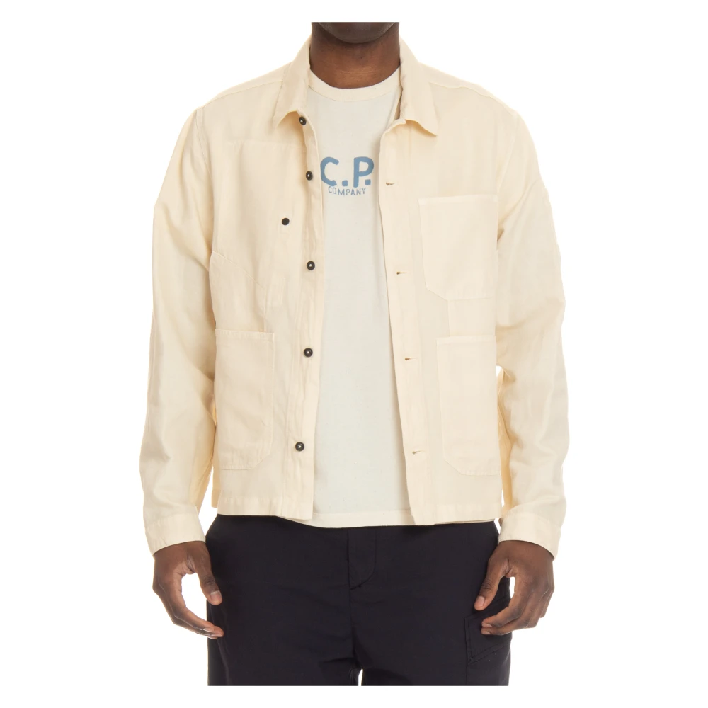 C.p. Company Men's Beige Shirt With Button Closure - Casual Shirts - L - Shirts