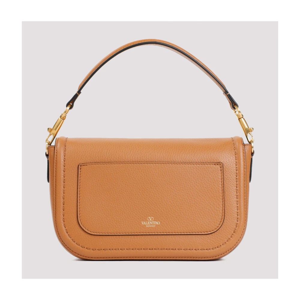 Valentino Garavani Amandel Beige Schoudertas met V Logo Brown Dames