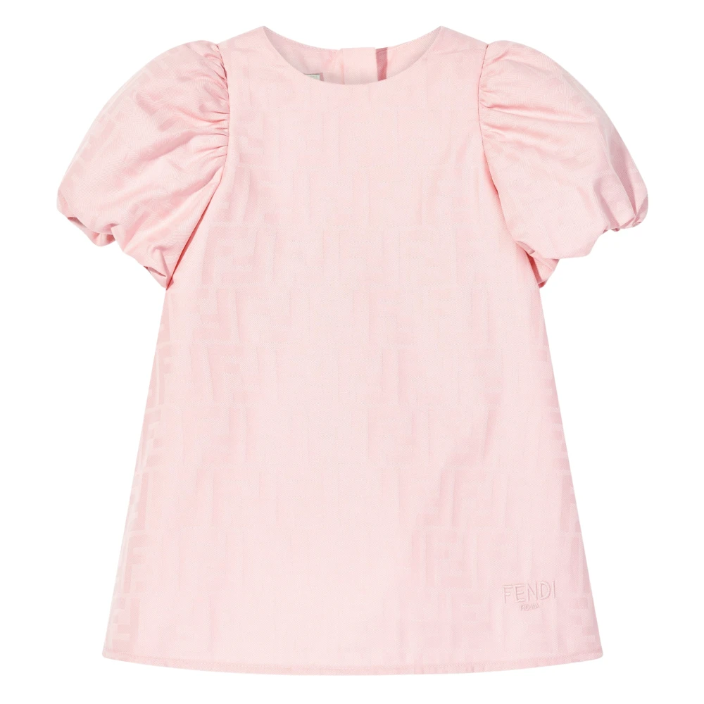 Fendi Cotton Ff Jacquard Dress - Female - Dresses - Pink - 12 M - Kids