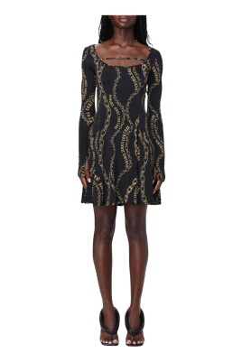 black-chain-print-mini-dress