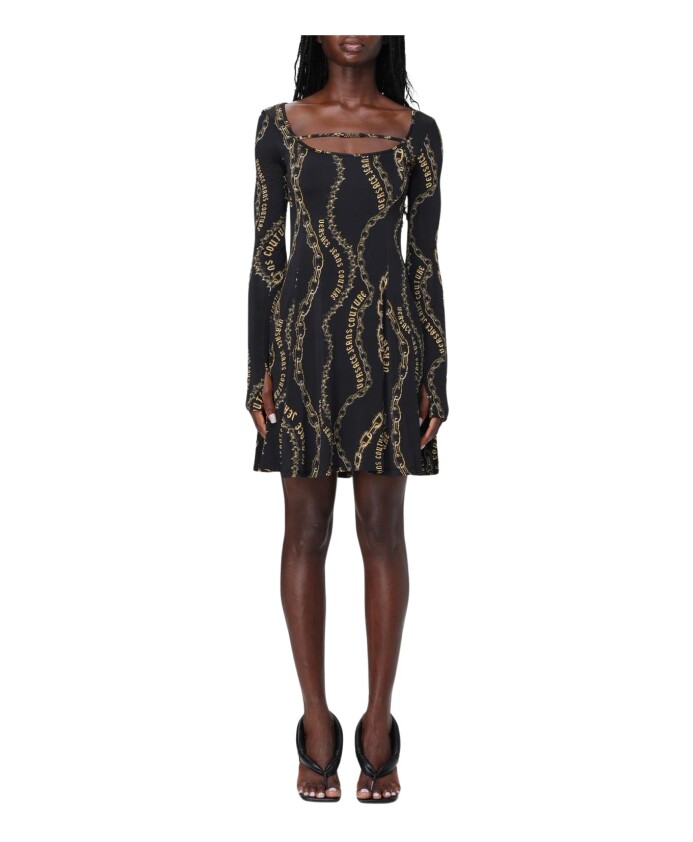 robe-mini-imprime-chaine-noire