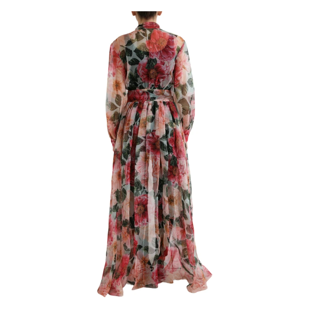 Dolce & Gabbana Elegant Bloemen Zijden Chiffon Maxi Jas Multicolor Dames