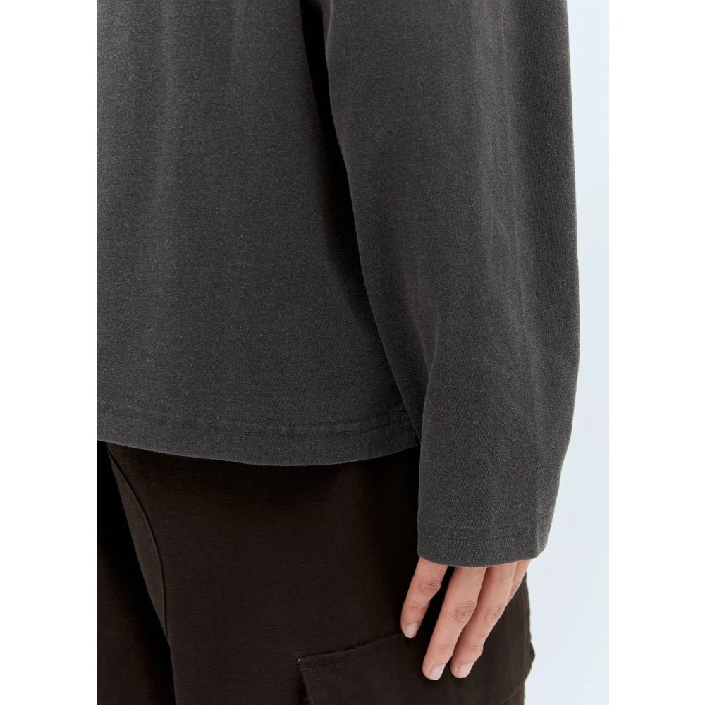 Stüssy Gewassen Crewneck T-shirt met Logo Borduurwerk Black Heren