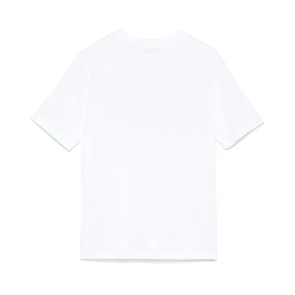 Msgm Wit Logo Print Crew Neck T-shirt White Heren
