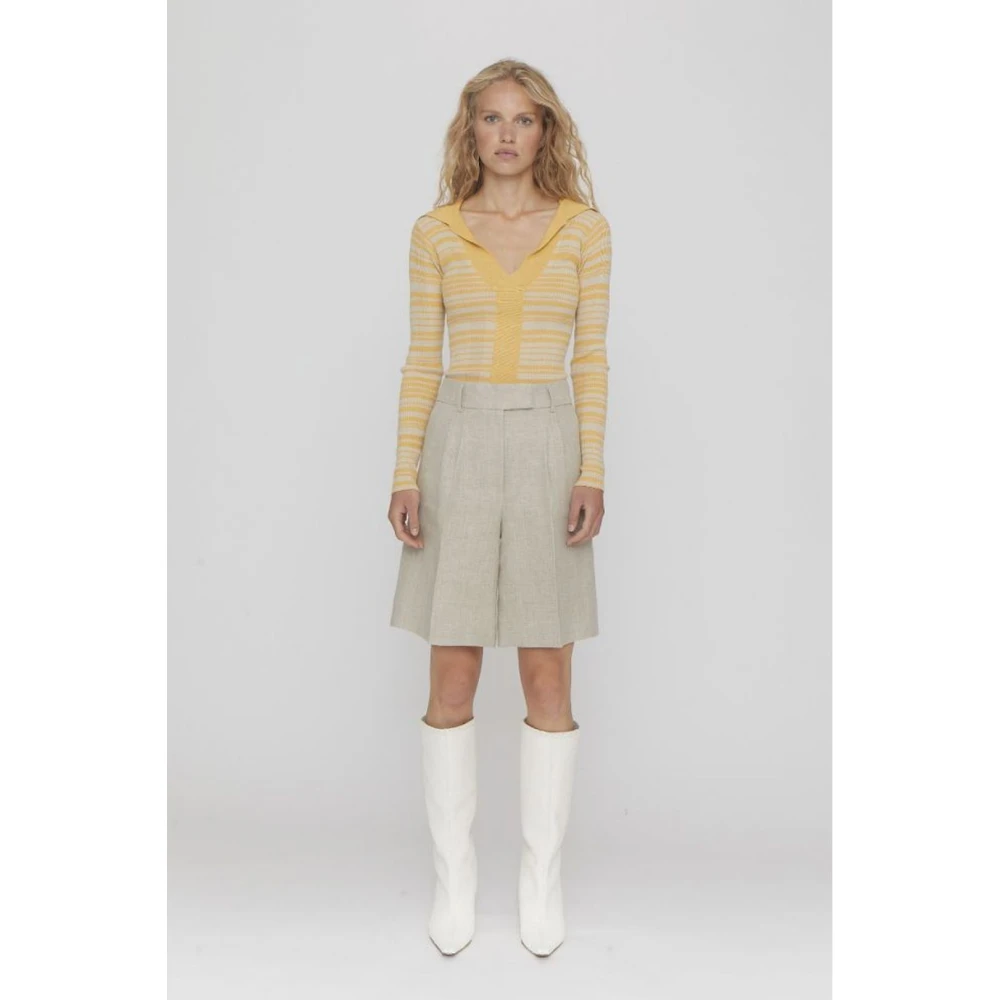 Remain Birger Christensen Beige Linnen Bermuda Shorts Set Beige Dames