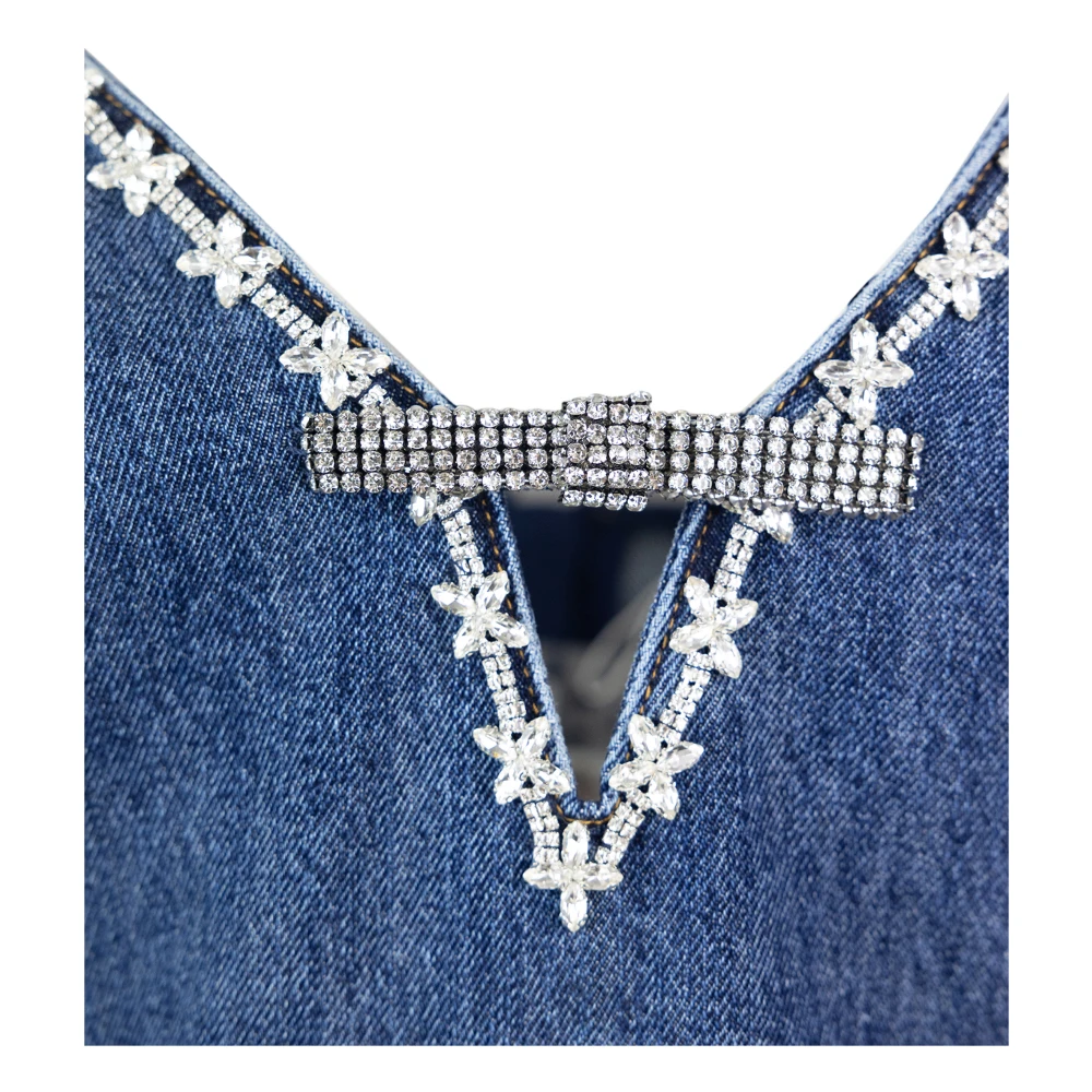 Self Portrait Blauwe Diamanten Jurk met Rits Blue Dames