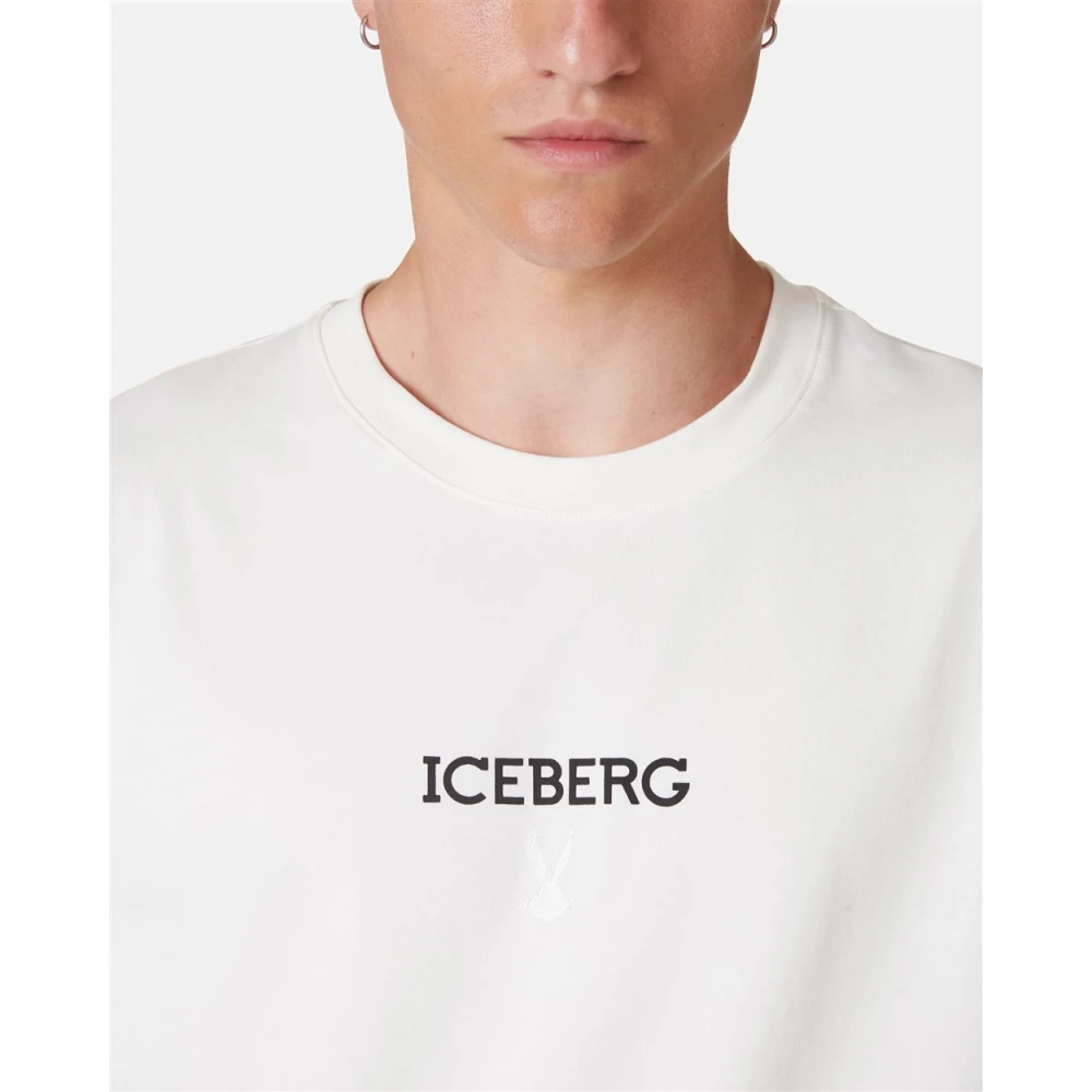 Iceberg Katoenen T-shirt met Logo Print Beige Heren