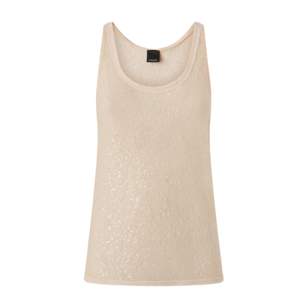 Pinko Beige Mouwloze Top met Scoop Neck Beige Dames