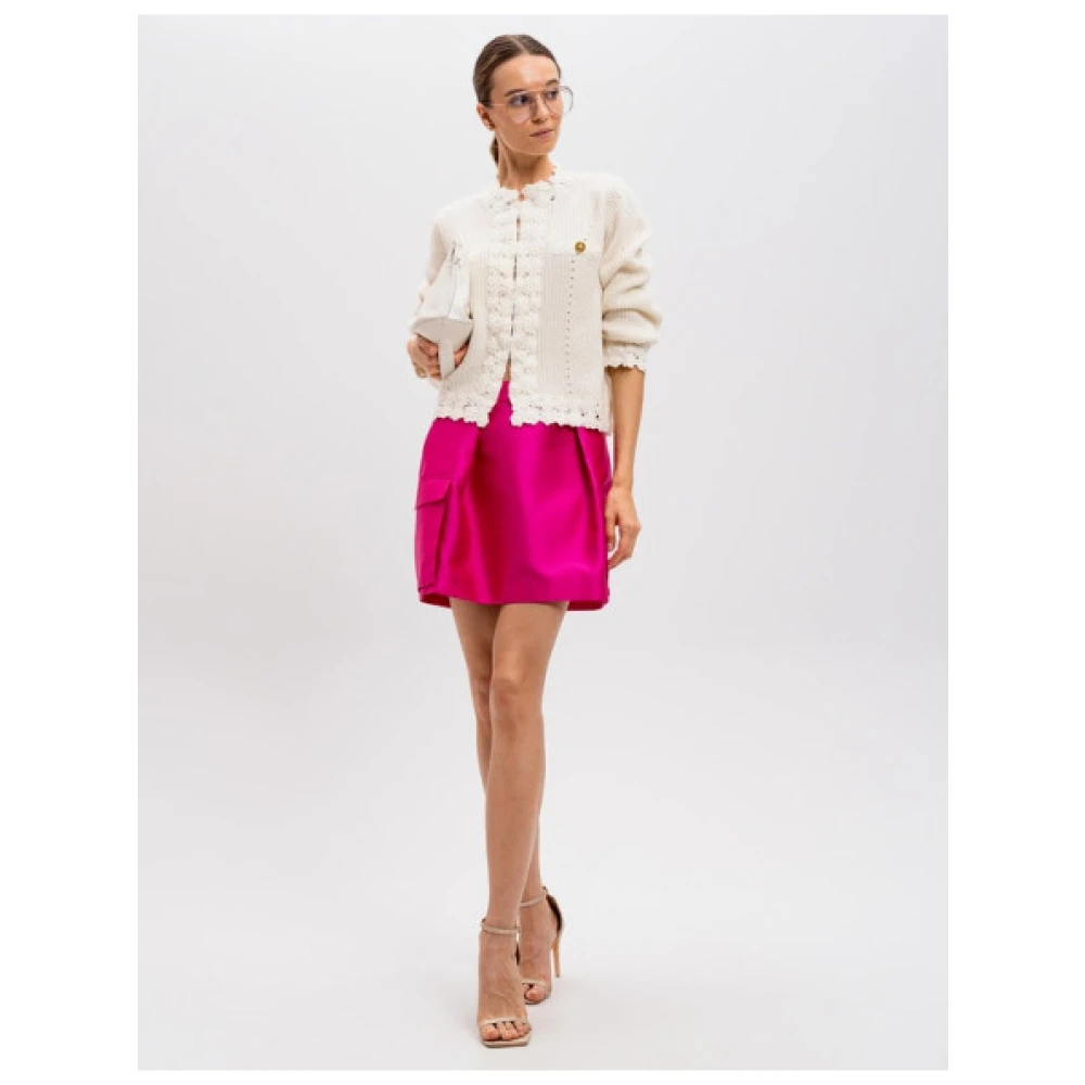 Twinset Gehaakte wollen blend vest White Dames