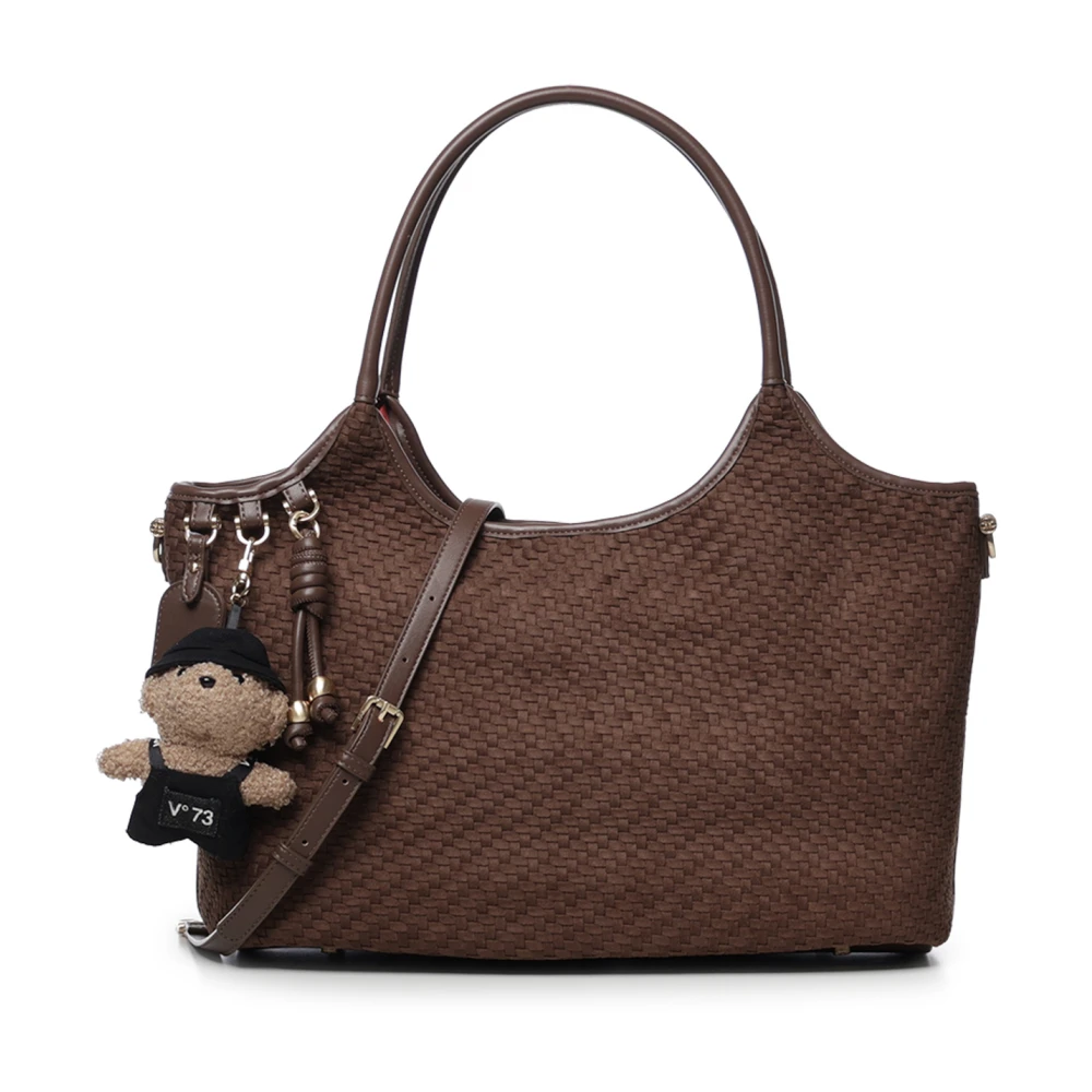 V° 73 Donna Dark Brown Borsa Zelda Con Motivo Intrecciato - Immagine 3