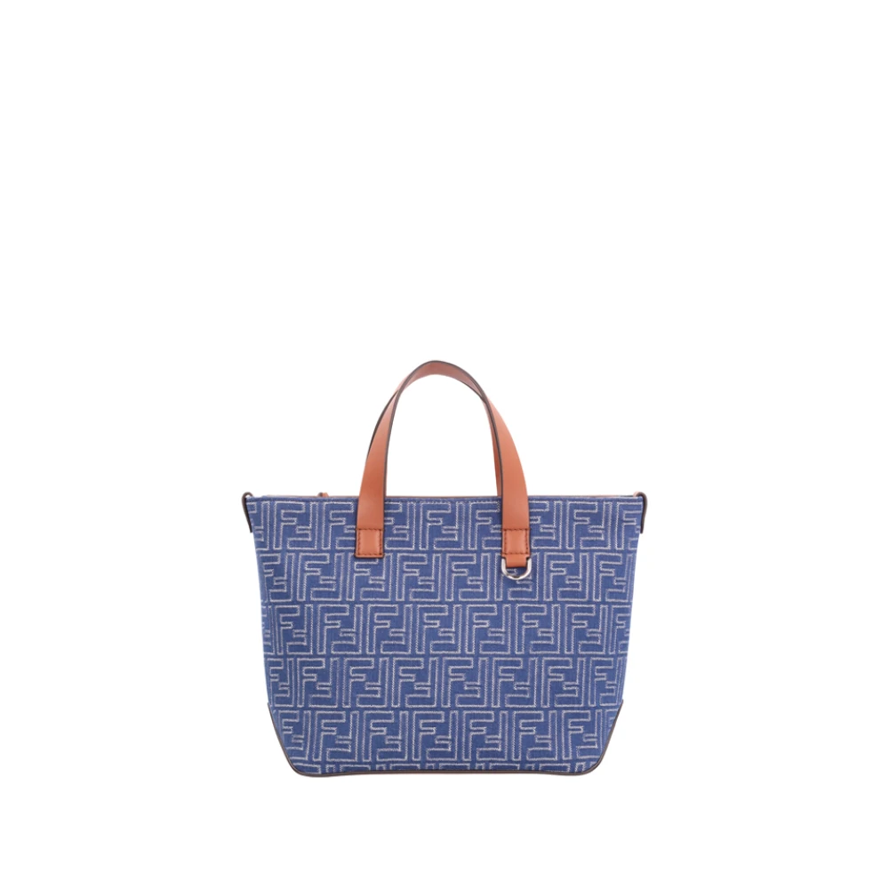 Fendi Men's Blue Denim Shopping Bag With Ff/C