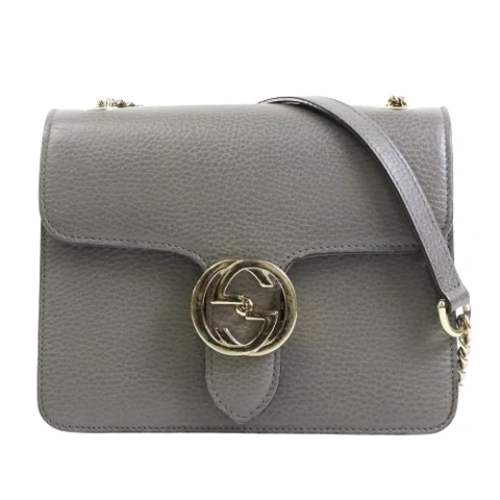 Gucci Vintage Pre-owned Leather gucci-bags Gray Dames