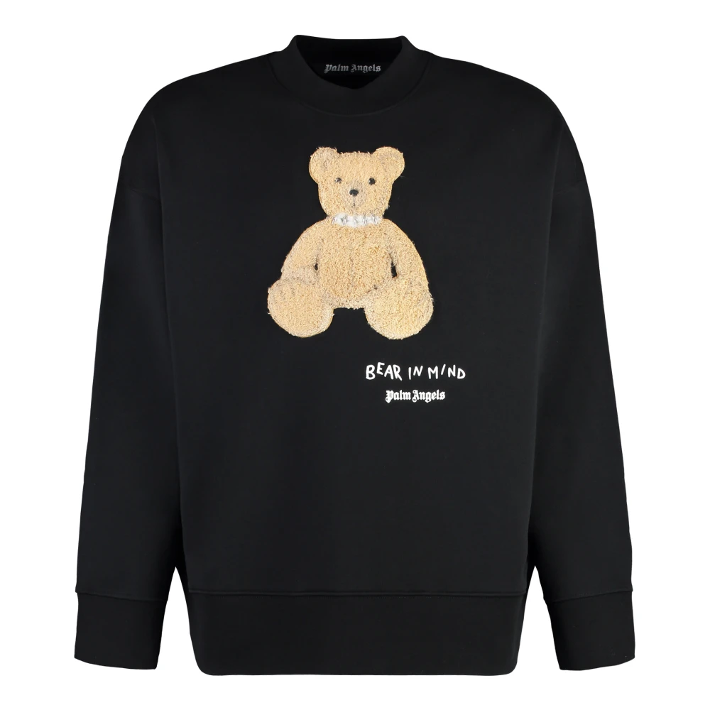 Palm Angels Men's Black Sweatshirts, Xl, Cotton Crew-Neck Sweatshirt