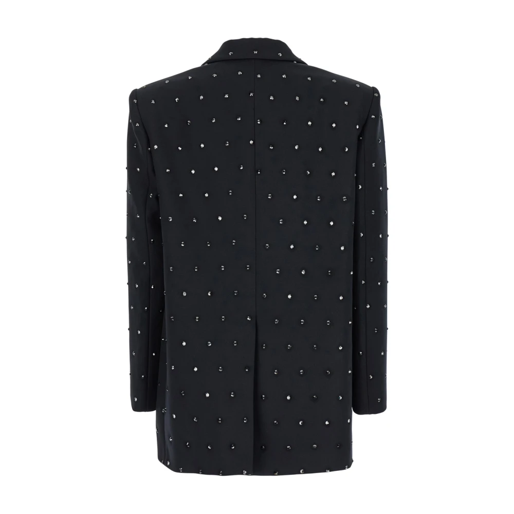 Andamane Zwarte Crystal Oversized Blazer met Strass Black Dames