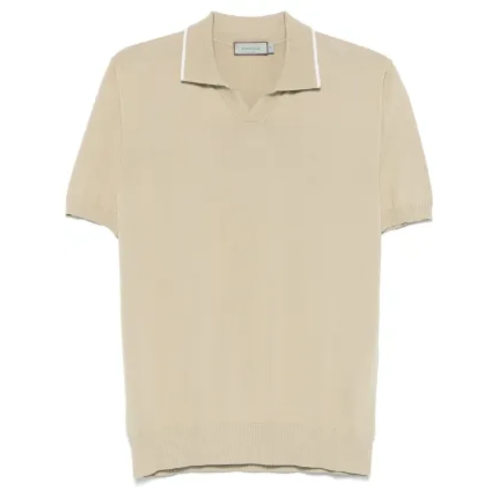 Canali Beige V-hals korte mouw polo Beige Heren