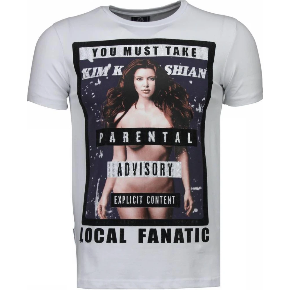 Local Fanatic Kim Kardashian Rhinestone - Herr T Shirt - 4779W White, Herr