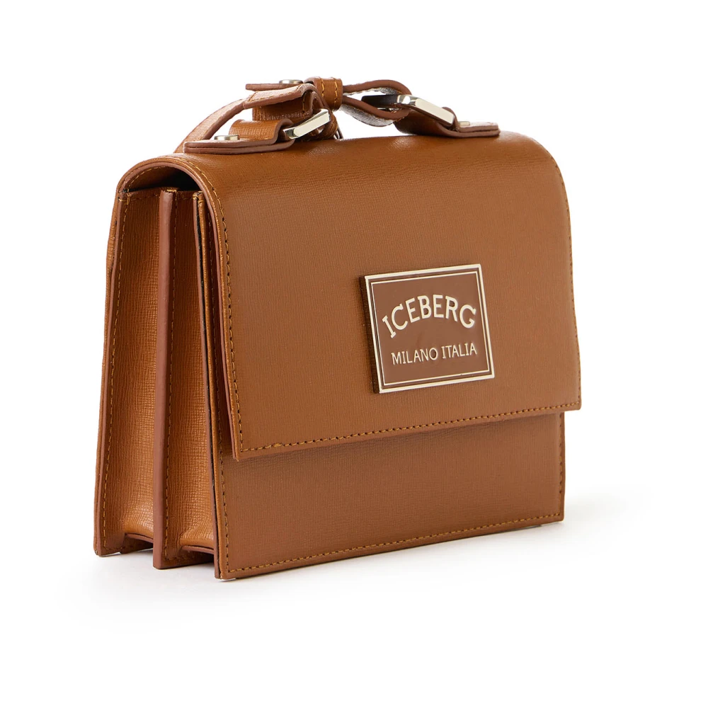 Iceberg Mini handtas met bovenhandvat in coccio-gekleurd Saffiano leer Brown Dames