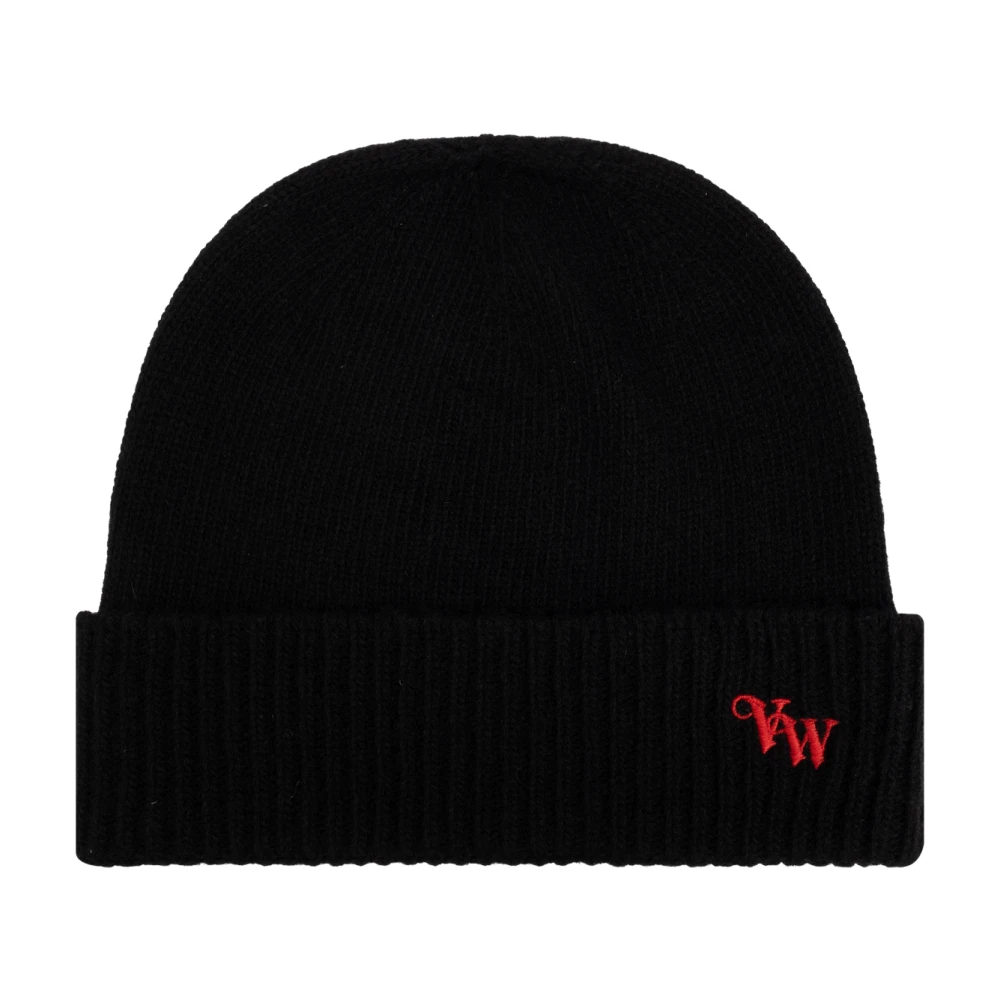 Vivienne Westwood Zwarte Cashmere Beanie met Logo Borduursel Black Dames